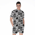 Black And White Cassette Tape Print Men's Romper