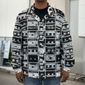 Black And White Cassette Tape Print Men's Shirt Jacket