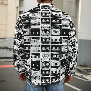 Black And White Cassette Tape Print Men's Shirt Jacket