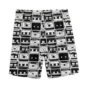 Black And White Cassette Tape Print Men's Sports Shorts