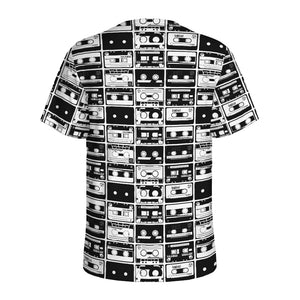 Black And White Cassette Tape Print Men's Sports T-Shirt