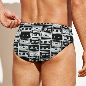 Black And White Cassette Tape Print Men's Swim Briefs