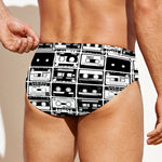 Black And White Cassette Tape Print Men's Swim Briefs