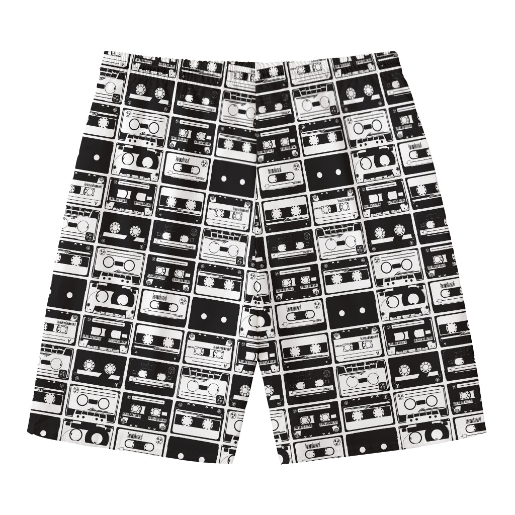 Black And White Cassette Tape Print Men's Swim Trunks