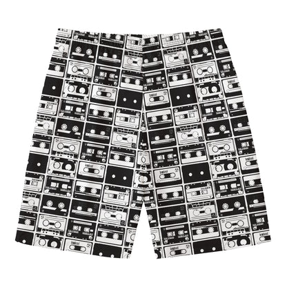 Black And White Cassette Tape Print Men's Swim Trunks