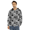 Black And White Cassette Tape Print Men's Velvet Pullover Hoodie