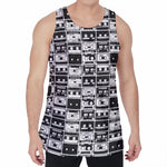 Black And White Cassette Tape Print Men's Velvet Tank Top