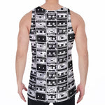 Black And White Cassette Tape Print Men's Velvet Tank Top