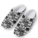 Black And White Cassette Tape Print Mesh Casual Shoes