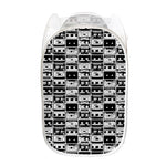Black And White Cassette Tape Print Mesh Laundry Hamper