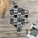 Black And White Cassette Tape Print One Shoulder Bodysuit