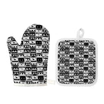 Black And White Cassette Tape Print Oven Mitt And Pot Holder Set