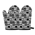 Black And White Cassette Tape Print Oven Mitts