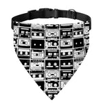 Black And White Cassette Tape Print Over The Collar Dog Bandana