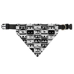 Black And White Cassette Tape Print Over The Collar Dog Bandana
