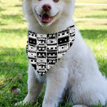 Black And White Cassette Tape Print Over The Collar Dog Bandana