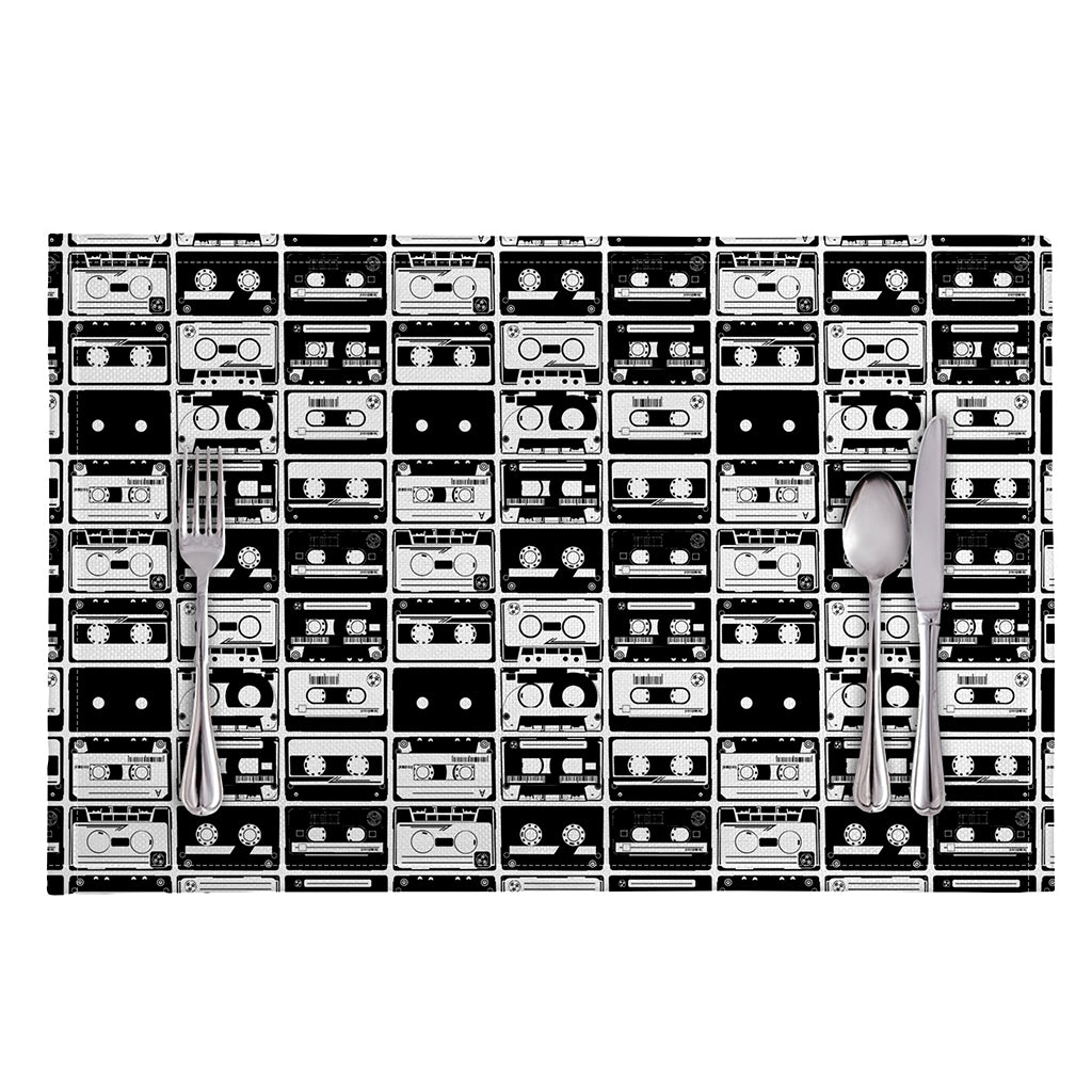 Black And White Cassette Tape Print Placemat