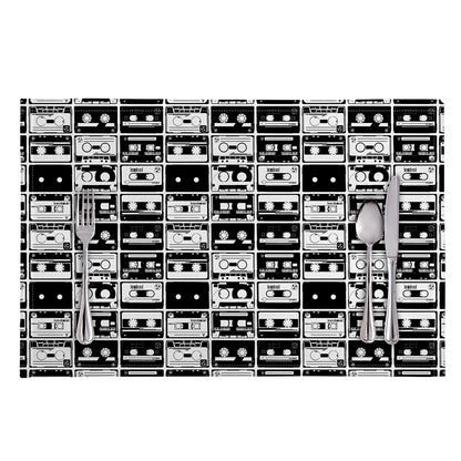 Black And White Cassette Tape Print Placemat