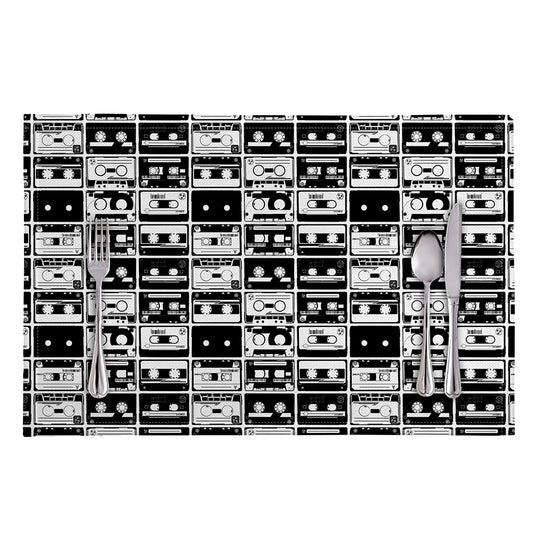 Black And White Cassette Tape Print Placemat