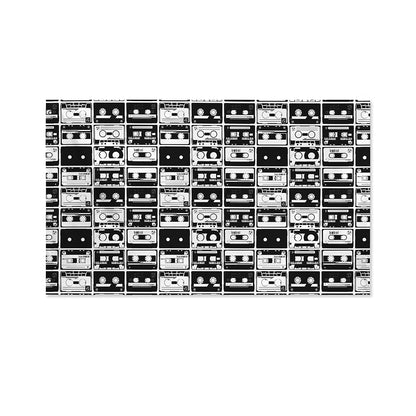 Black And White Cassette Tape Print Polyester Flag