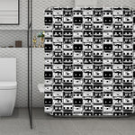 Black And White Cassette Tape Print Polyester Shower Curtain