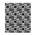 Black And White Cassette Tape Print Polyester Shower Curtain