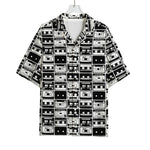 Black And White Cassette Tape Print Rayon Hawaiian Shirt