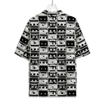 Black And White Cassette Tape Print Rayon Hawaiian Shirt