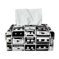 Black And White Cassette Tape Print Rectangle Tissue Box Cover