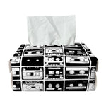 Black And White Cassette Tape Print Rectangle Tissue Box Cover