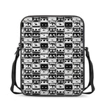 Black And White Cassette Tape Print Rectangular Crossbody Bag