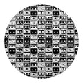 Black And White Cassette Tape Print Round Blanket