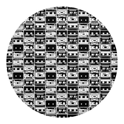 Black And White Cassette Tape Print Round Blanket