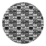 Black And White Cassette Tape Print Round Blanket