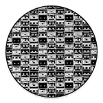 Black And White Cassette Tape Print Round Floor Mat