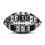 Black And White Cassette Tape Print Rugby Ball