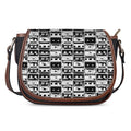 Black And White Cassette Tape Print Saddle Bag