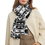 Black And White Cassette Tape Print Scarf