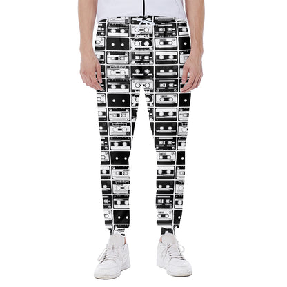 Black And White Cassette Tape Print Scuba Joggers
