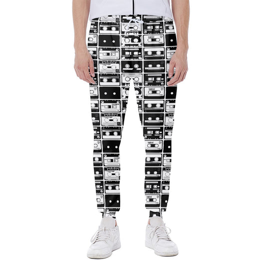 Black And White Cassette Tape Print Scuba Joggers