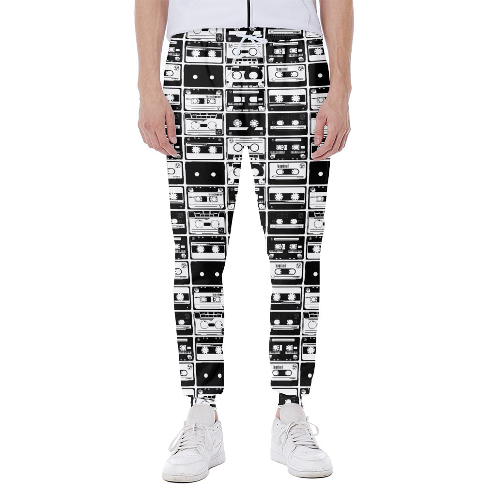 Black And White Cassette Tape Print Scuba Joggers