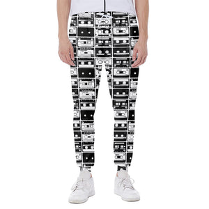 Black And White Cassette Tape Print Scuba Joggers