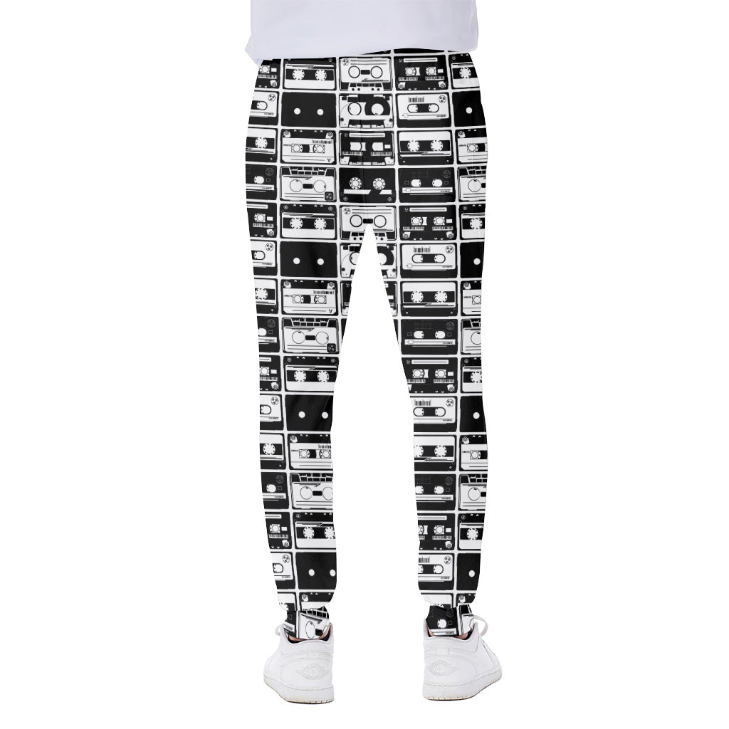 Black And White Cassette Tape Print Scuba Joggers