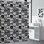 Black And White Cassette Tape Print Shower Curtain