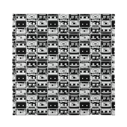Black And White Cassette Tape Print Silk Bandana