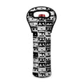 Black And White Cassette Tape Print Single Neoprene Wine Tote