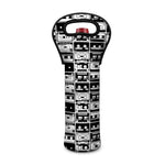 Black And White Cassette Tape Print Single Neoprene Wine Tote