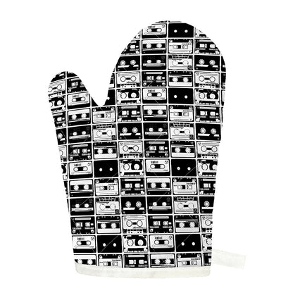 Black And White Cassette Tape Print Single Oven Mitt