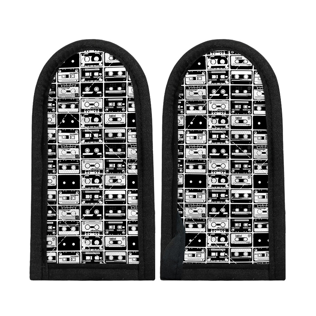 Black And White Cassette Tape Print Skillet Handle Cover