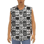 Black And White Cassette Tape Print Sleeveless Baseball Jersey
